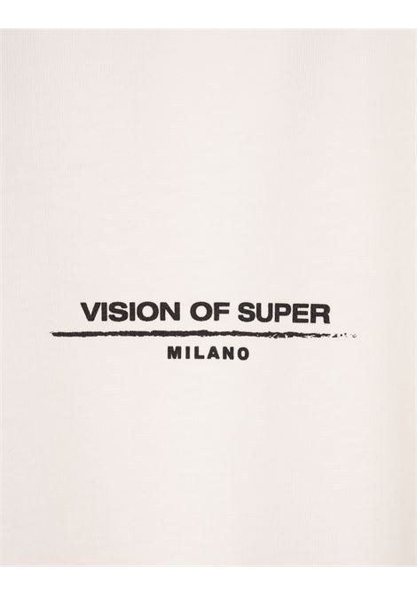 T-Shirt Bianca Con Fiamma Rossa Sul Petto VISION OF SUPER | VS01071BIANCO